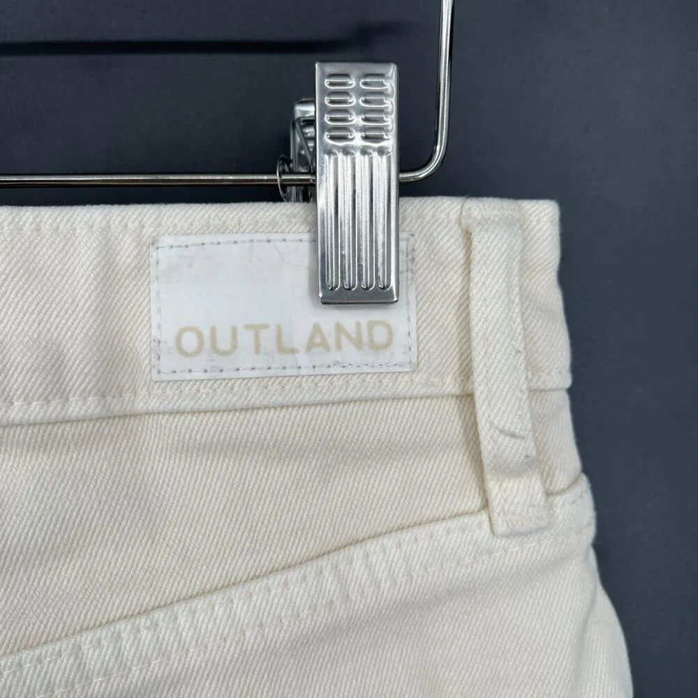 OUTLAND denim high rise waist Sienna button fly wide leg ankle jeans cream 29